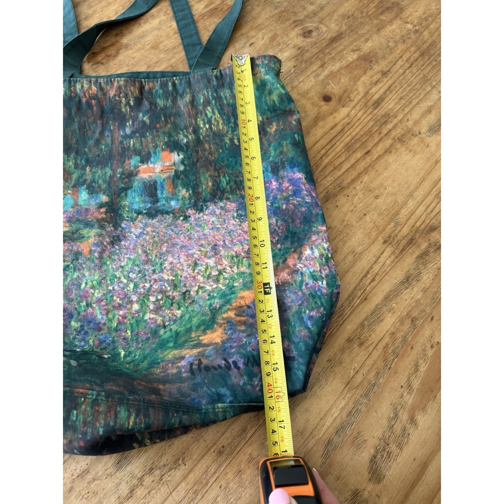 Monet Garden Art Print Large Tote Shopper Bag Zipper Artsy - Picture 9 of 10